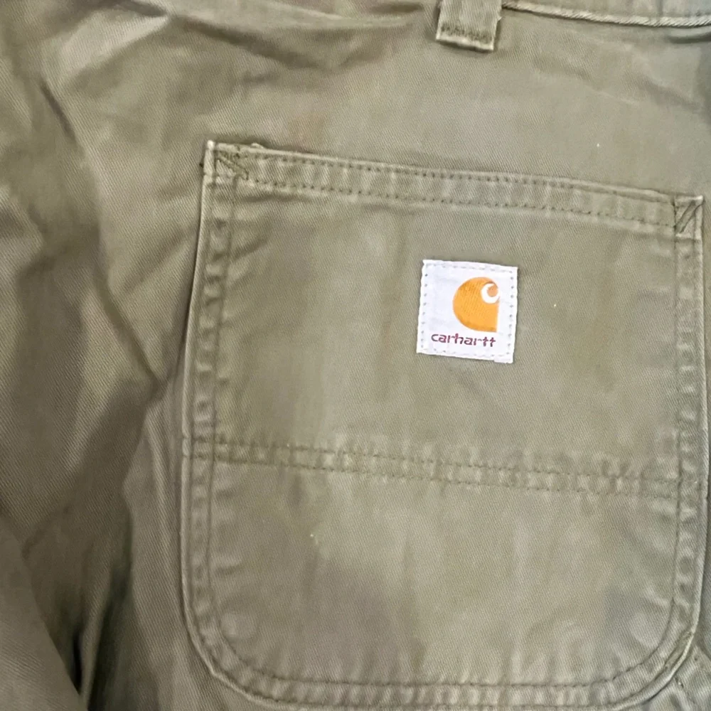 Mens Army Green Carhartt Carpenter Pants Size 38 x 34 Relaxed Fit - Picture 7 of 16